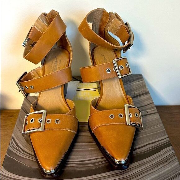 Jeffrey Campbell Hendrix Heels Brown Leather Boot Sandal US 9 - Picture 2 of 8